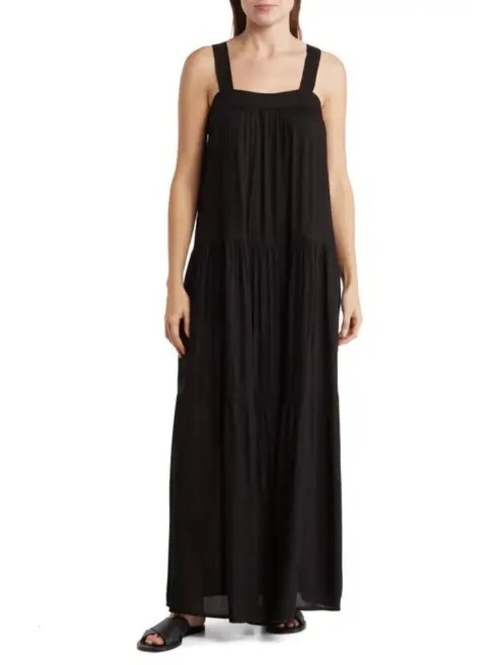 Elan Black Tiered Maxi Dress Cover-Up